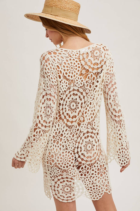 Open Knit Sheer Crochet Beach Dress Without Lining