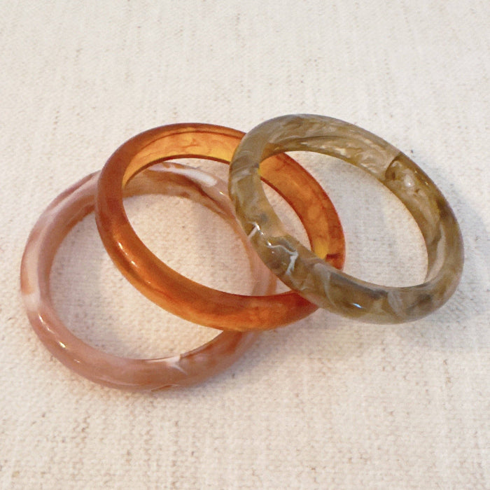 Natural Tones Bold Resin Bangle Set Of 3