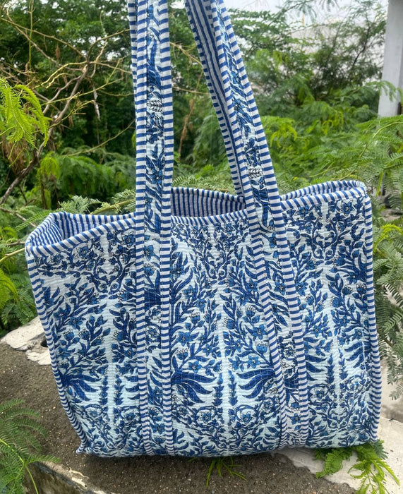 Quilted Bag Hand Block Printed Tote Bags