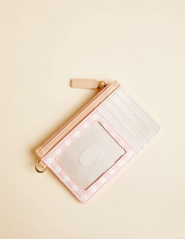 Slim Card  Coin Purse Pink Cane