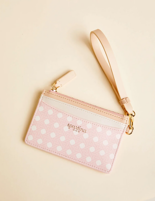 Slim Card  Coin Purse Pink Cane