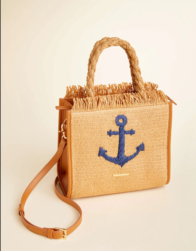 Woven Straw Dune Satchel Anchor