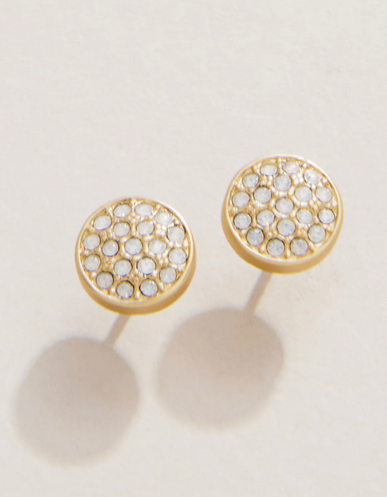 SLV Stronger Pave Disk Stud Earrings