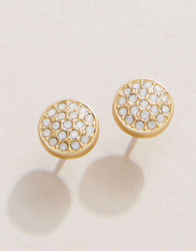 SLV Stronger Pave Disk Stud Earrings