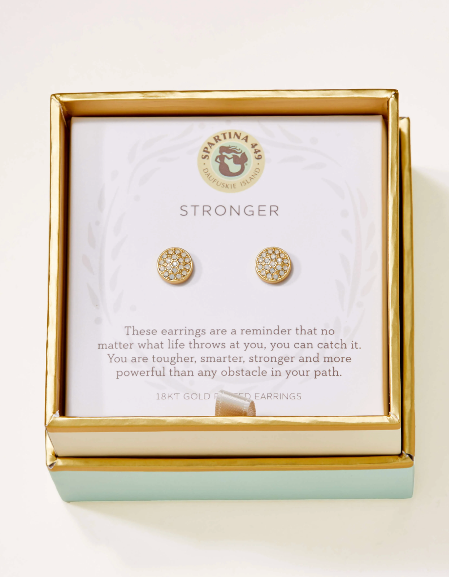 SLV Stronger Pave Disk Stud Earrings