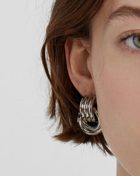 Double Knotted- Door Knocker- Two Tone Earring