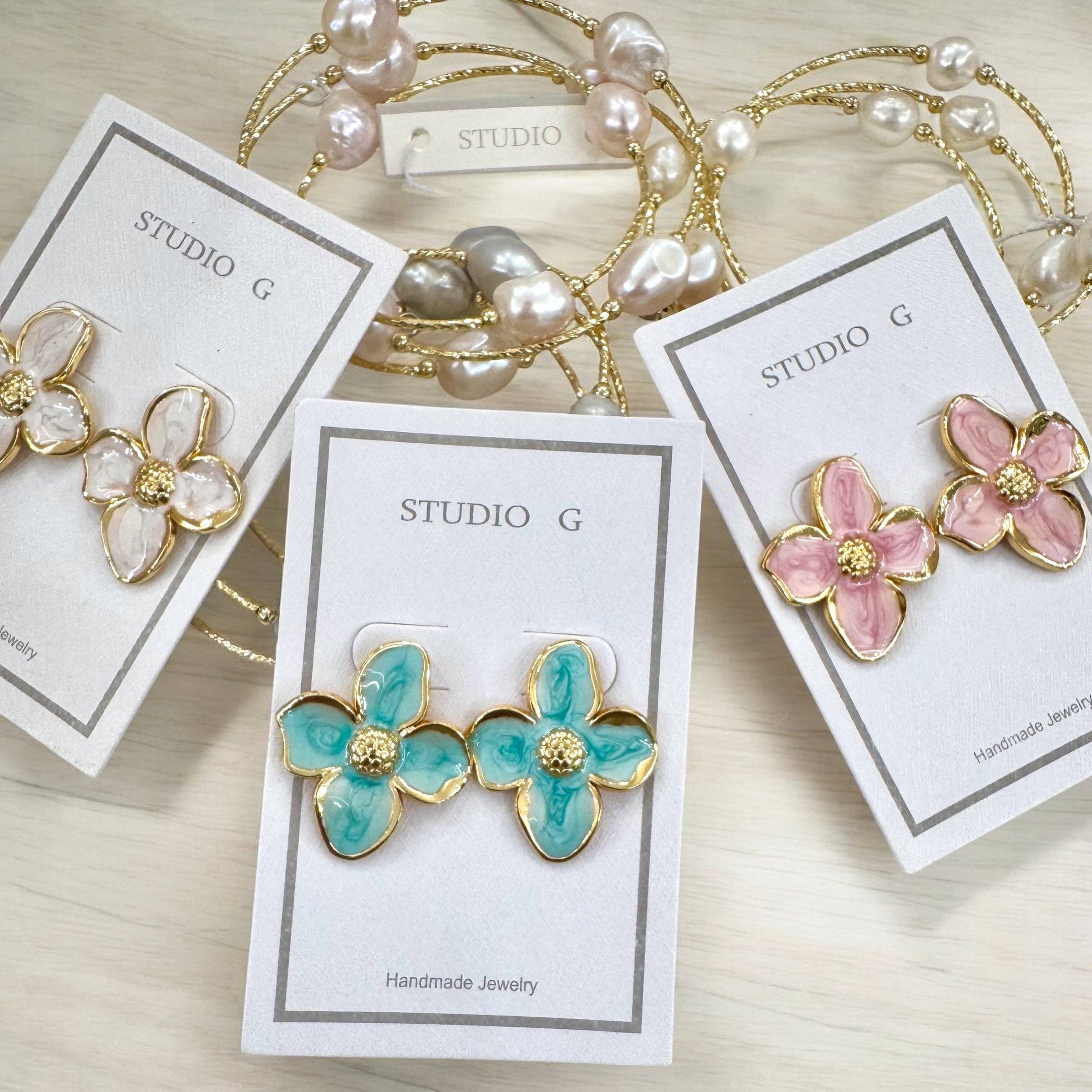 #1316 Dogwood Enamel Stud Earring