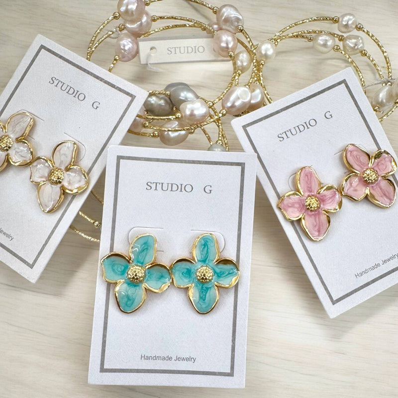 #1316 Dogwood Enamel Stud Earring