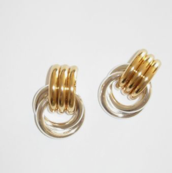Double Knotted- Door Knocker- Two Tone Earring