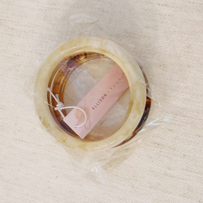 Natural Tones Bold Resin Bangle Set Of 3