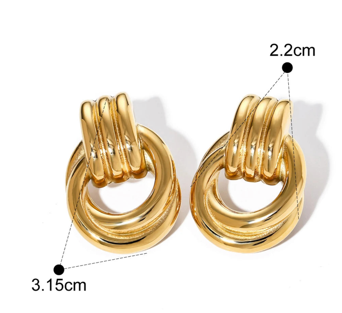 Double Knotted- Door Knocker- Two Tone Earring