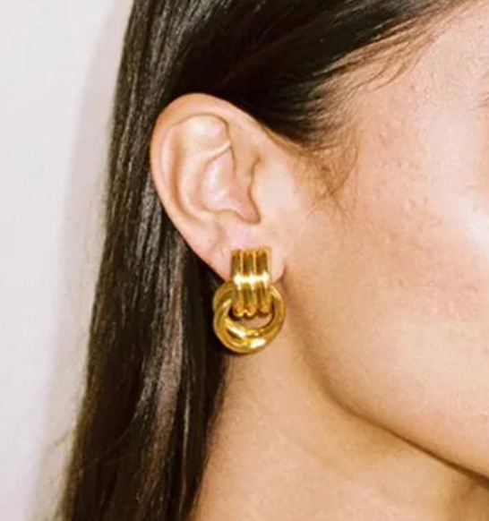 Double Knotted- Door Knocker- Two Tone Earring