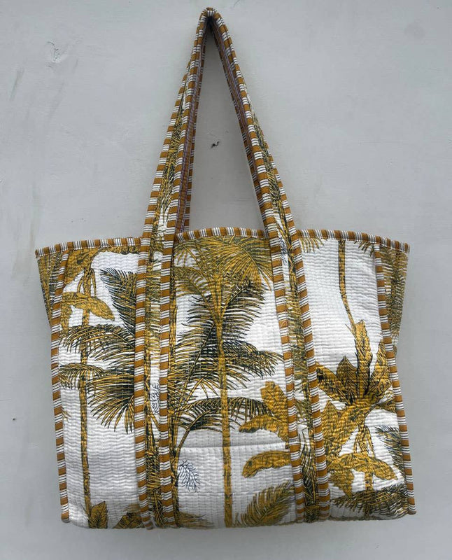 Tree Printed White Cotton Quilted Beautiful Bag Women Bags
