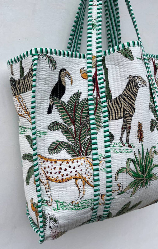 Animal Printed Tote Daily Carry Bag Quilted Women Cotton Bag