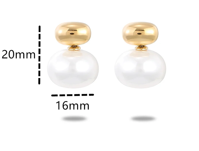 Pearl and Nugget Stud Earring- Steel and Glass