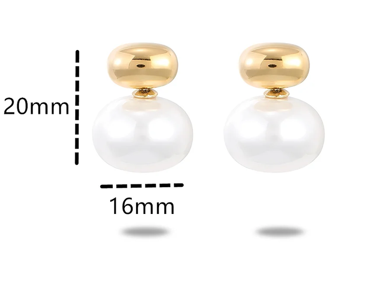 Pearl and Nugget Stud Earring- Steel and Glass