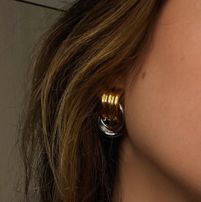 Double Knotted- Door Knocker- Two Tone Earring