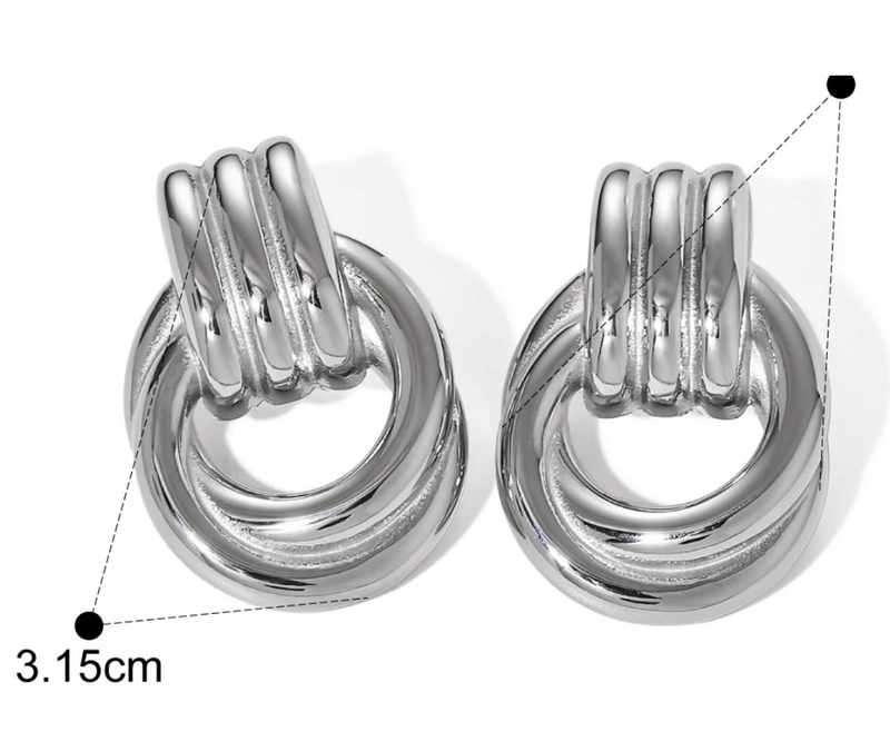 Double Knotted- Door Knocker- Two Tone Earring