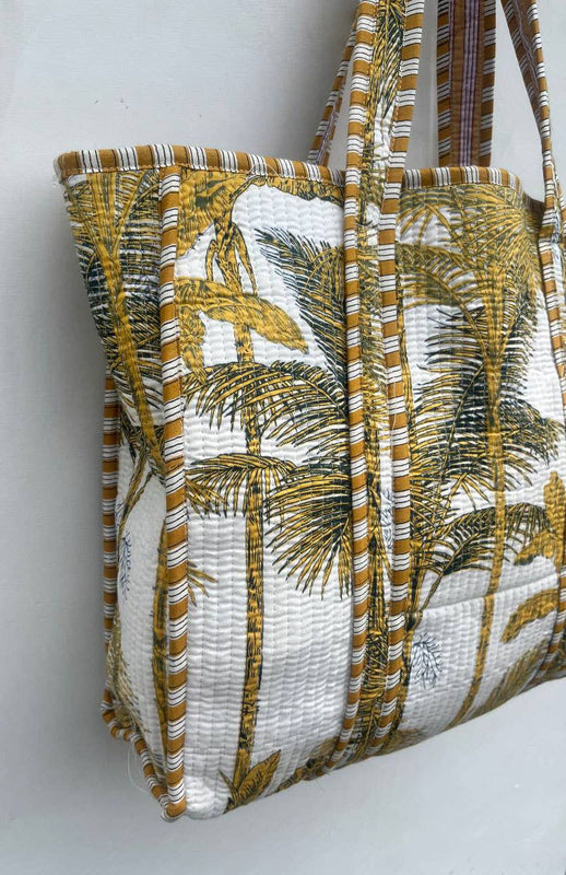 Tree Printed White Cotton Quilted Beautiful Bag Women Bags