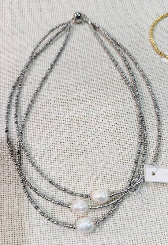 #5863-3 Strand Multi-Pearl Necklace