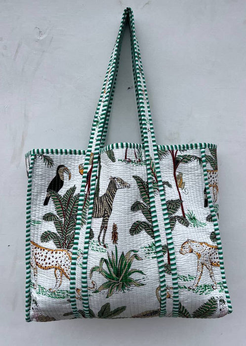 Animal Printed Tote Daily Carry Bag Quilted Women Cotton Bag