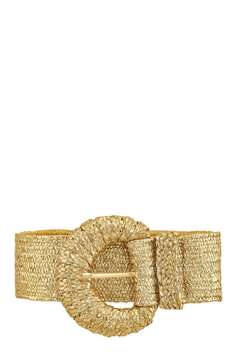 STRAW BELT - HALF CIRCLE BUCKLE METALLIC FEEL
