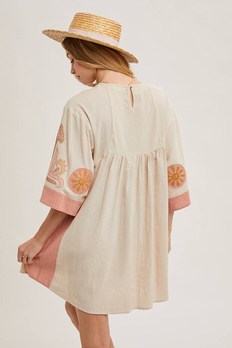 BOHO EMBROIDERED BABYDOLL DRESS