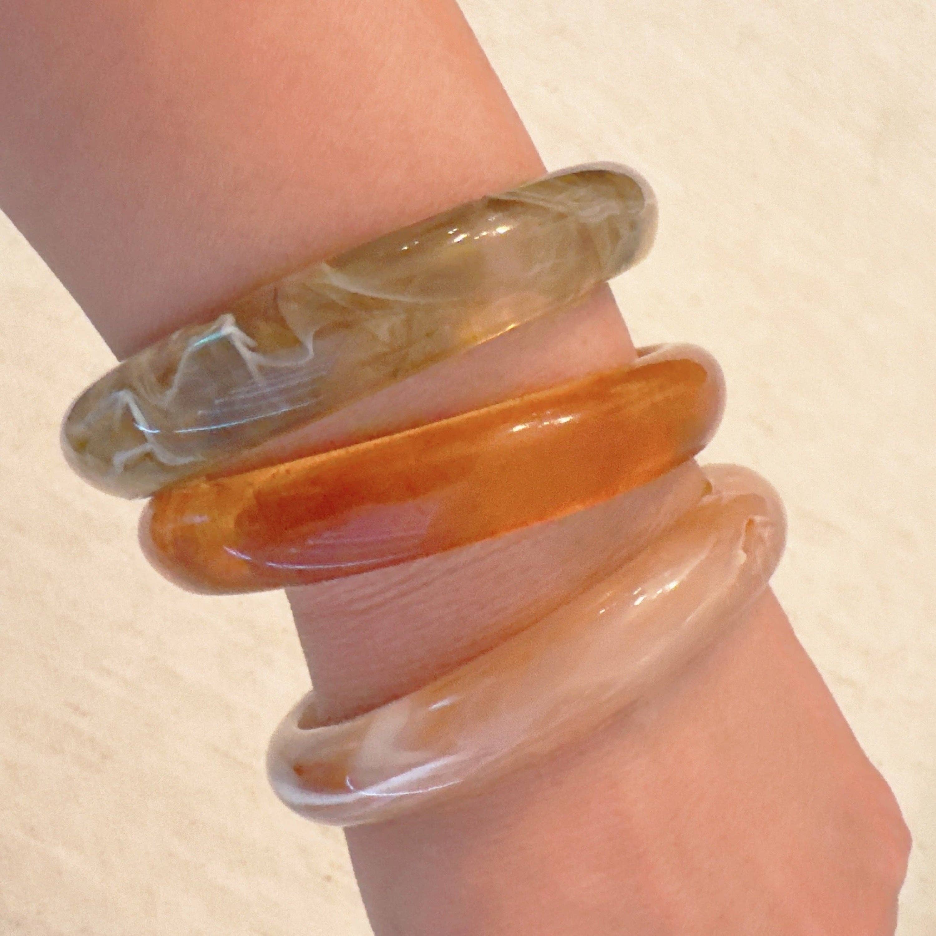 Natural Tones Bold Resin Bangle Set Of 3