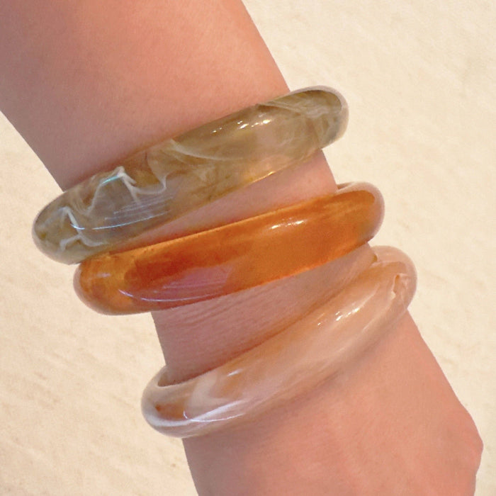 Natural Tones Bold Resin Bangle Set Of 3