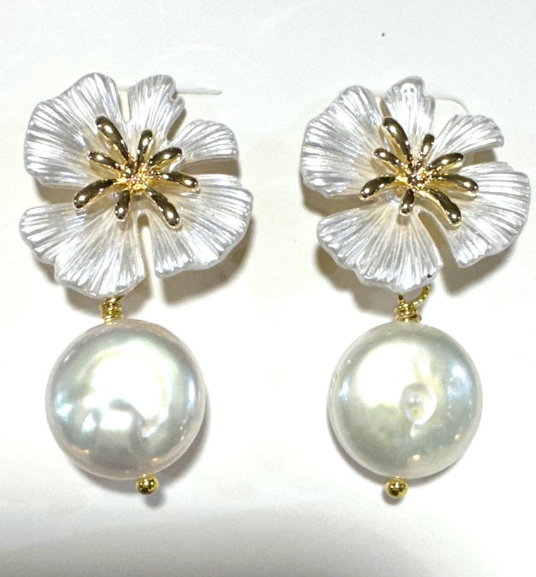 #1260S-White Burst Coin Earring