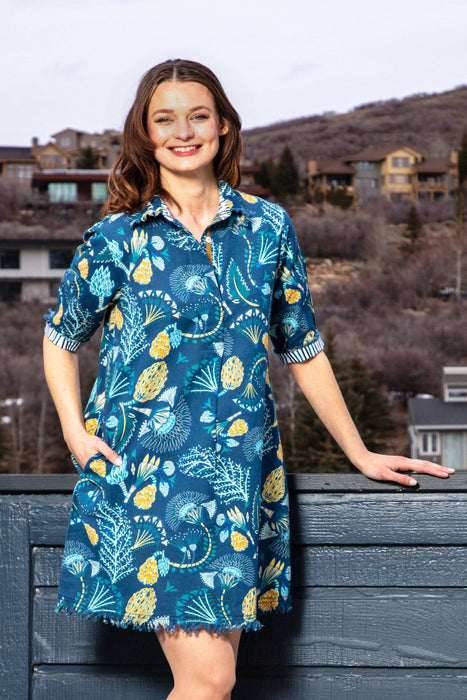 Chatham Dress - Blue Underwater Print