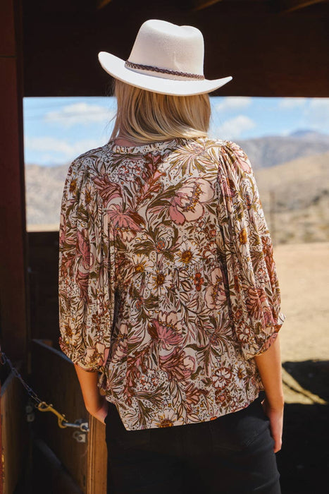 Bohemian Floral Peasant Blouse