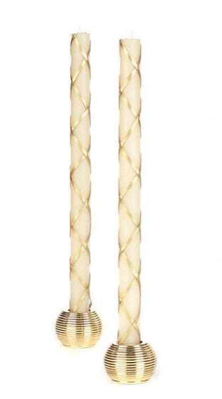 Fishnet Dinner Candles Gold Set of 2