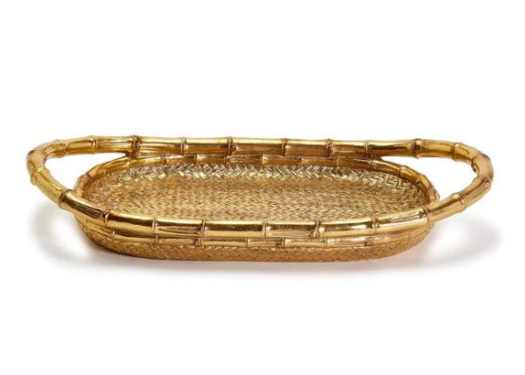Gold Faux Bamboo Serving Tray