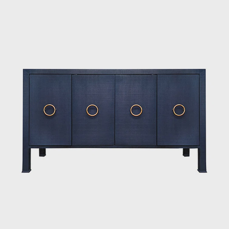 58" Navy Grass Cloth Buffet
