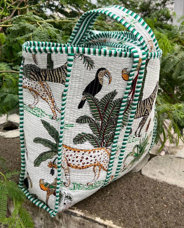 Animal Printed Tote Daily Carry Bag Quilted Women Cotton Bag
