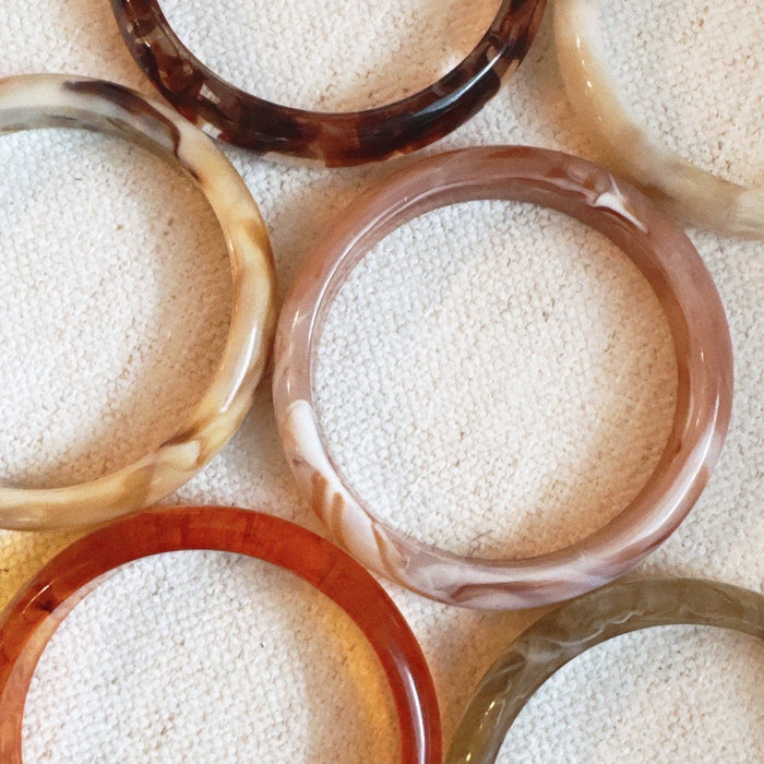 Natural Tones Bold Resin Bangle Set Of 3