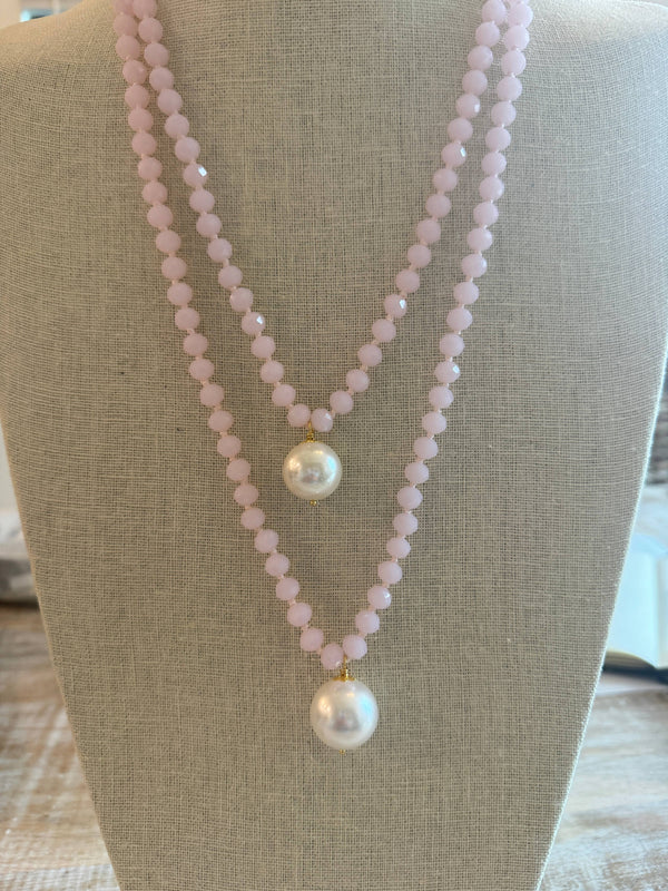 #1242-Versatile Crystal and Mother of Pearl Necklace