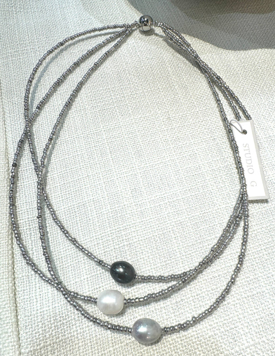 #5863-3 Strand Multi-Pearl Necklace