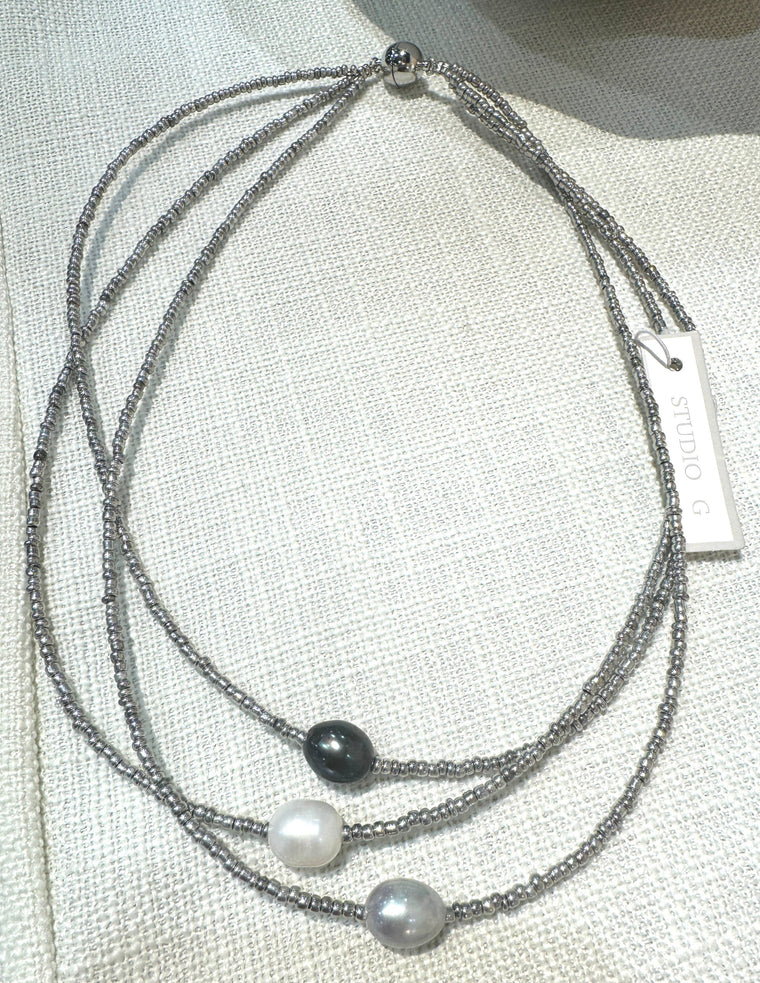 #5863-3 Strand Multi-Pearl Necklace