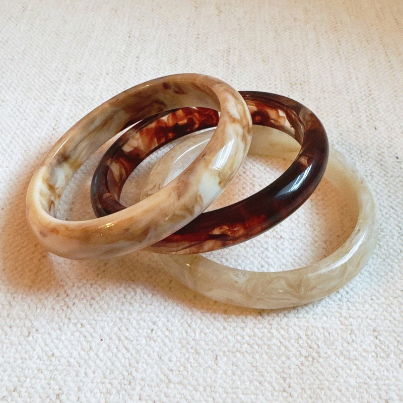 Natural Tones Bold Resin Bangle Set Of 3