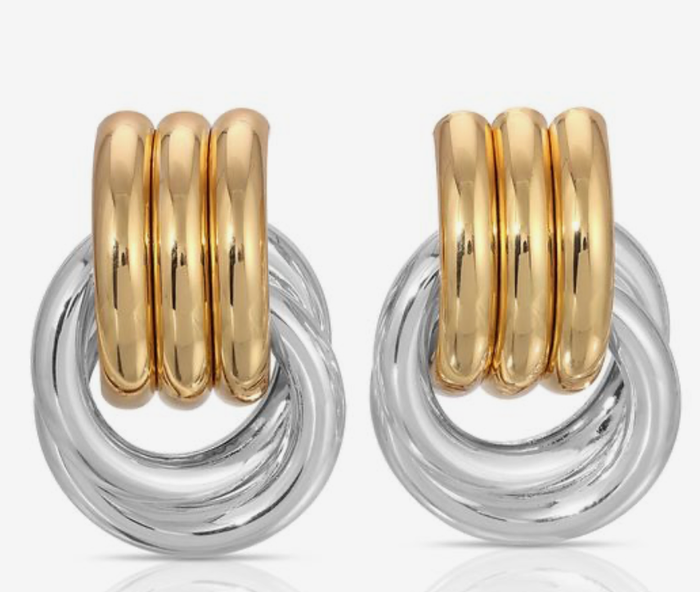 Double Knotted- Door Knocker- Two Tone Earring