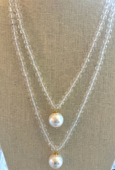 #1242-Versatile Crystal and Mother of Pearl Necklace
