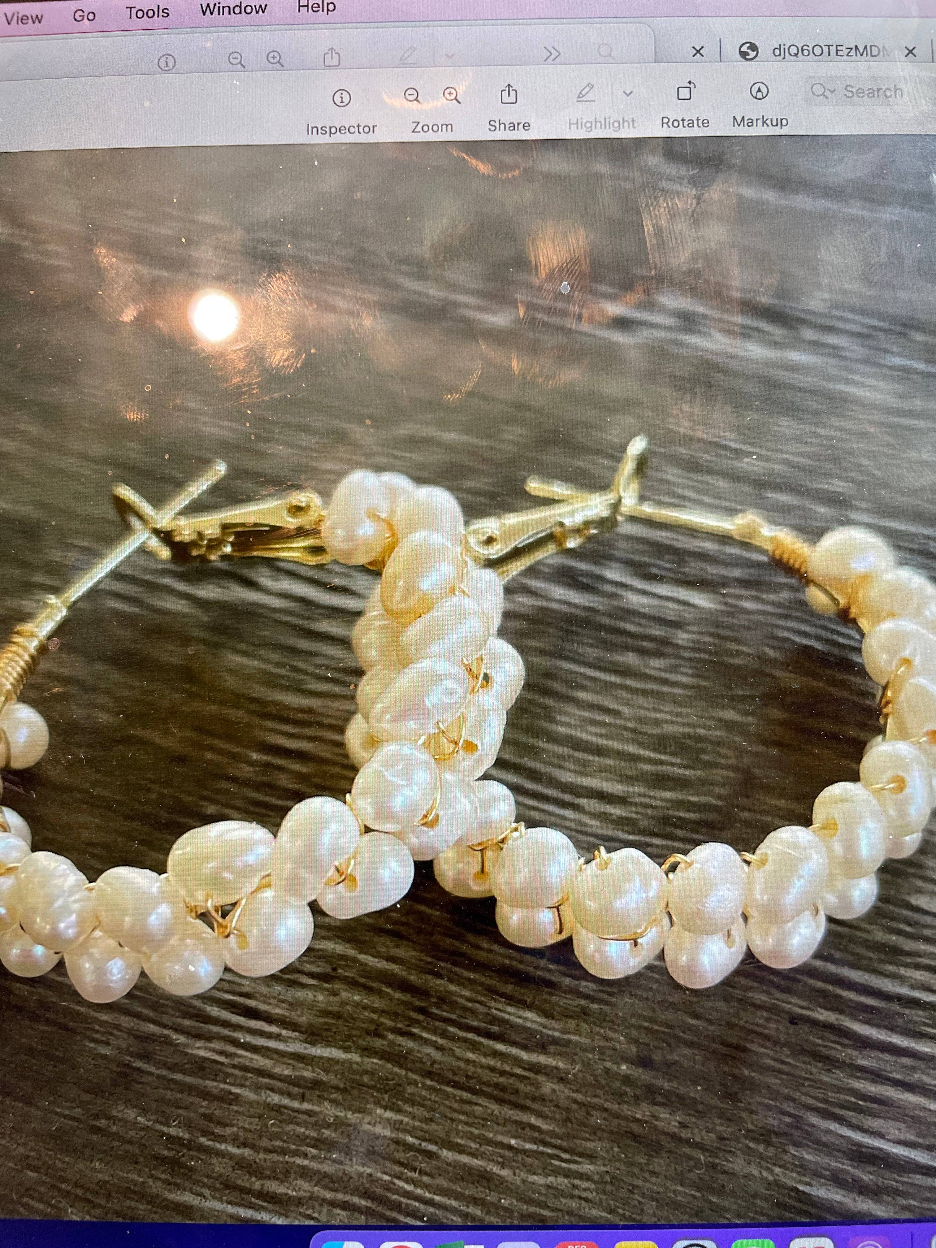 #1113 Cluster Seed Pearl Gold Hoop