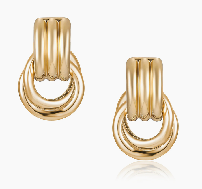 Double Knotted- Door Knocker- Two Tone Earring