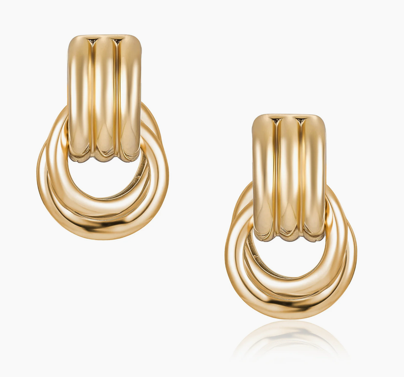 Double Knotted- Door Knocker- Two Tone Earring
