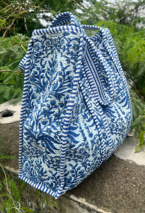Quilted Bag Hand Block Printed Tote Bags