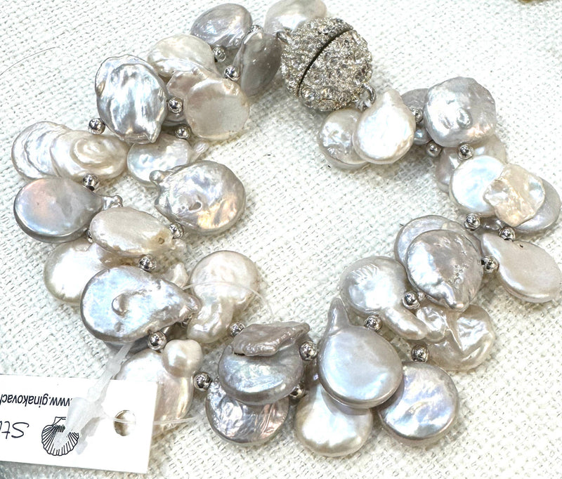 #650B-2 Strand Teardrop Bracelet with Sparkle Magnet Clasp