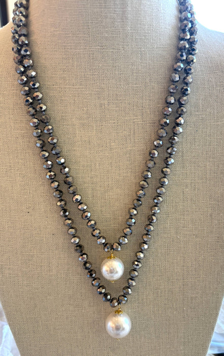 #1242-Versatile Crystal and Mother of Pearl Necklace