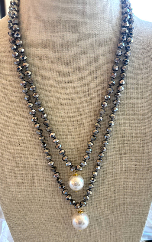 #1242-Versatile Crystal and Mother of Pearl Necklace
